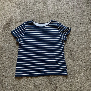 Croft & Barrow Navy Blue and White Striped Tee